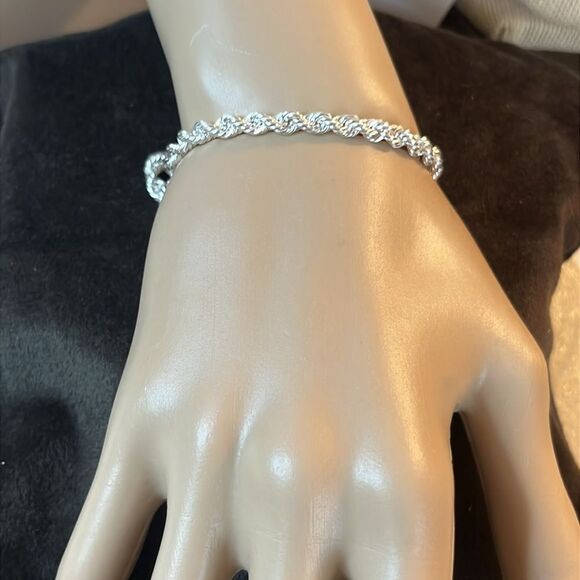 8” 925 Sterling Silver Solid Rope Chain Bracelet 4.5mm - Picture 5 of 7